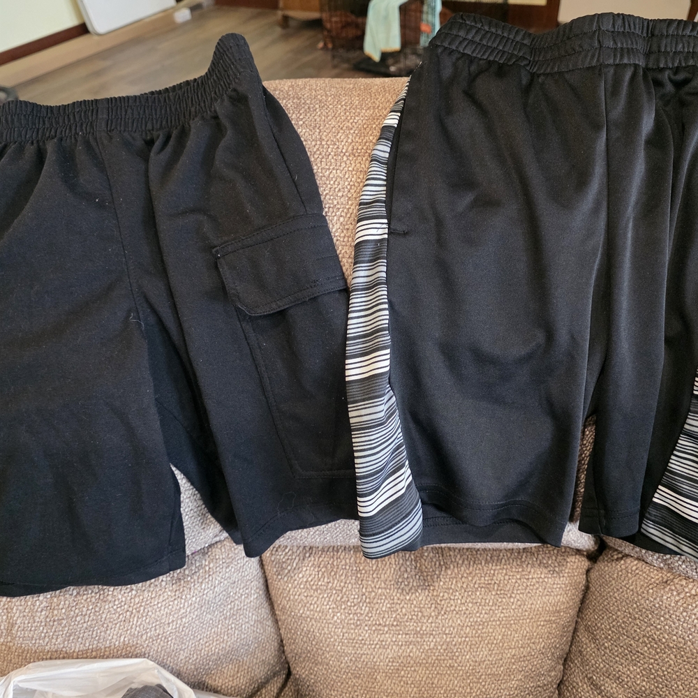 Kids Black Shorts with Striped Detail